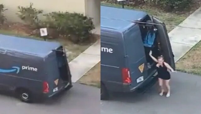 Amazon deliveryman in Florida fired after video of woman emerging from his van goes viral Amazon deliveryman in Florida fired after video of woman emerging from his van goes viral