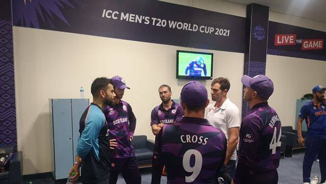 India skipper Virat Kohli took some time off to meet some Scotland players in their dressing room after the match. Twitter @CricketScotland. 