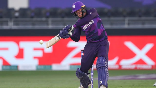 Michael Leask fought hard with an unbeaten 42, but even his 50-run stand with Chris Greaves was not enough for Scotland to win. AP 