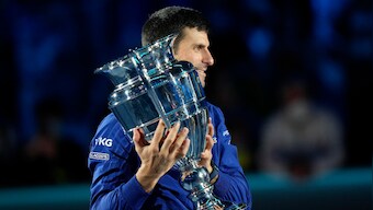 ATP Finals: Novak Djokovic begins quest for sixth year-ending title with straight-sets win over Casper Ruud