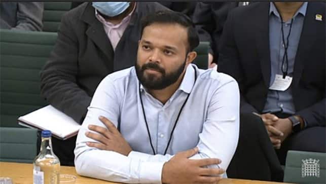 A video grab from footage broadcast by the UK Parliament's Parliamentary Recording Unit shows former Yorkshire cricketer Azeem Rafiq testifying in front of a Digital, Culture, Media and Sport Committee in London on 16 November as MPs probe racial harassment at the club. AFP