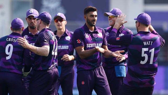Safyaan Sharif got rid of the Kiwwi skipper Kane Williamson, who was caught by Matthew Cross behind the wickets. AP 