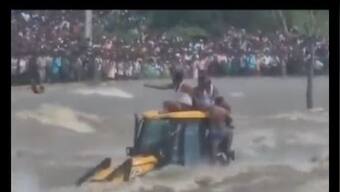 Watch: Dramatic rescue in Andhra Pradesh using chopper, JCB earthmover and ziplines to rescue 10 people