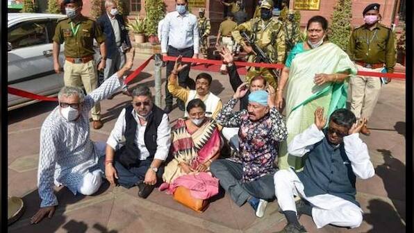 TMC protests leader Saayoni's arrest outside MHA; Mamata to raise Tripura violence with Modi