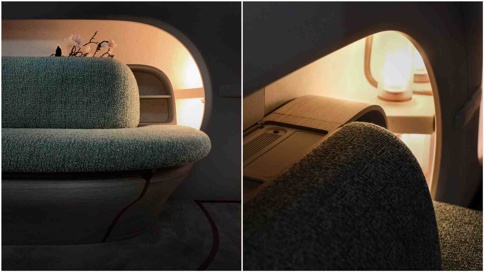 Sofa-style seat and candle lamp-inspired lighting lend lounge-like feel to the Seven's interior. Image: Hyundai