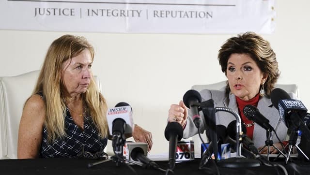 Script Supervisor Mamie Mitchell, left, appears with her attorney Gloria Allred during a news conference on Wednesday, Nov. 17, 2021 in Los Angeles. Allred announced a lawsuit on behalf of Mitchell, who was on set when a prop gun being used by Alec Baldwin went off, killing cinematographer Halyna Hutchins and wounding the film’s director (AP Photo/Richard Vogel)