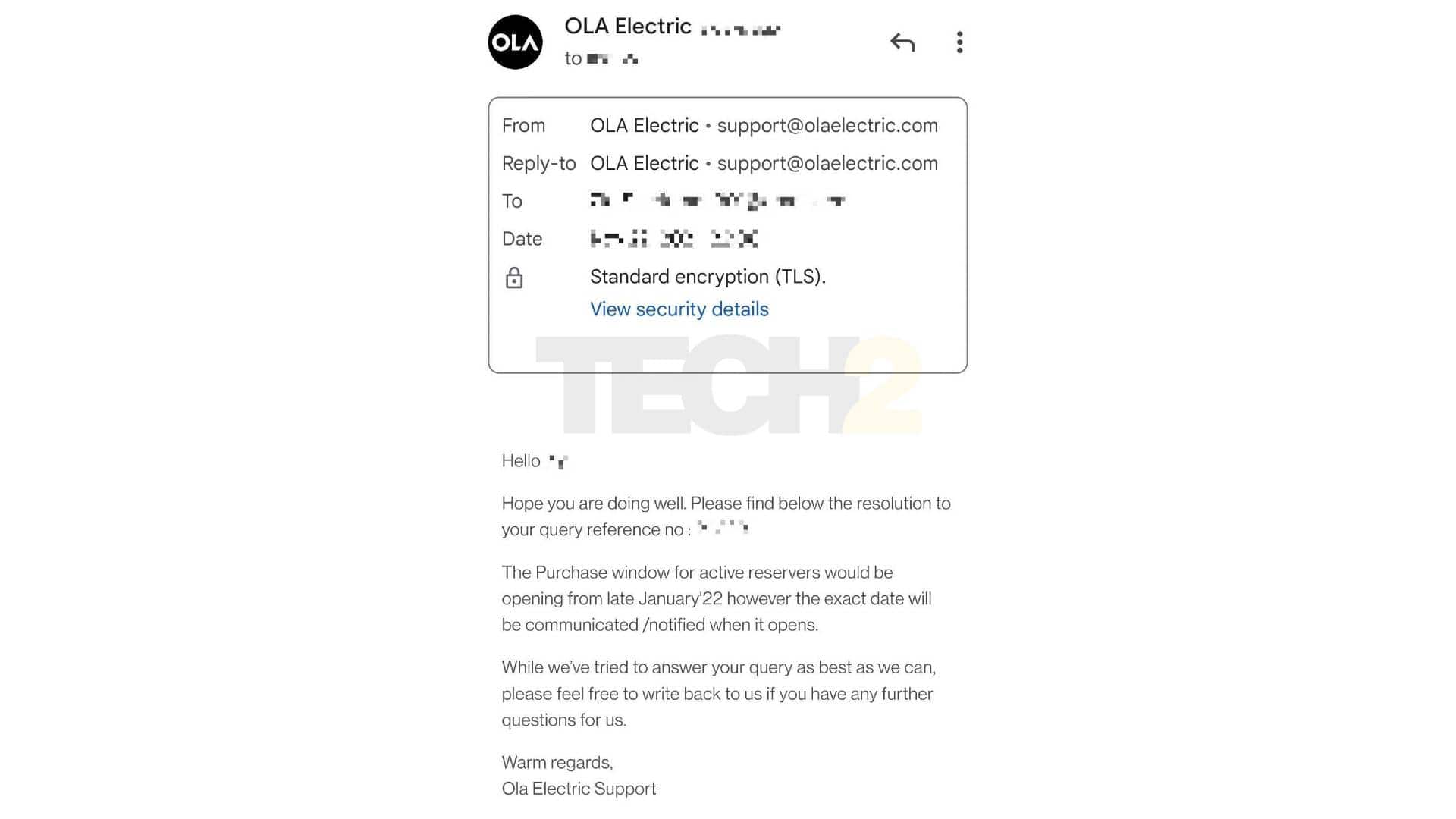 An email sent to customers with active reservations says the purchase window. Image: Tech2