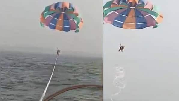 Watch: Two Mumbai women plummet into sea after parasailing rope snaps