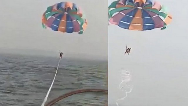 Watch: Two Mumbai women plummet into sea after parasailing rope snaps Watch: Two Mumbai women plummet into sea after parasailing rope snaps