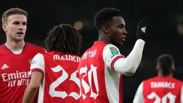 League Cup: Eddie Nketiah hat-trick sends Arsenal into semi-finals