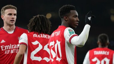 League Cup: Eddie Nketiah hat-trick sends Arsenal into semi-finals