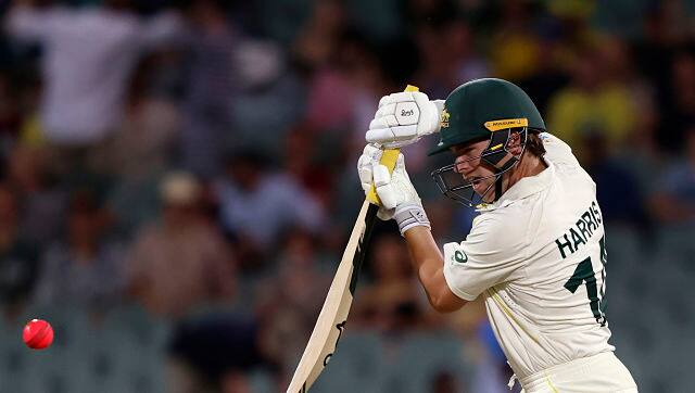 Australia’s Marcus Harris in action on Day 3 of the second Ashes Test in Adelaide on Saturday. AP 