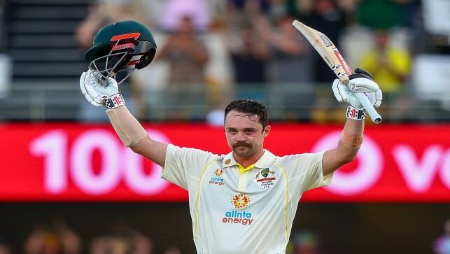 Australia’s Travis Head celebrates after scoring a century during Day 2 of the first Ashes Test at the Gabba in Brisbane, Australia, on Thursday. AP 