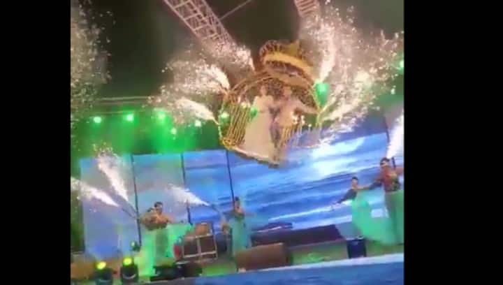 Watch: Chhattisgarh couple falls 12 feet as swing breaks during grand wedding entry, sustain minor injuries