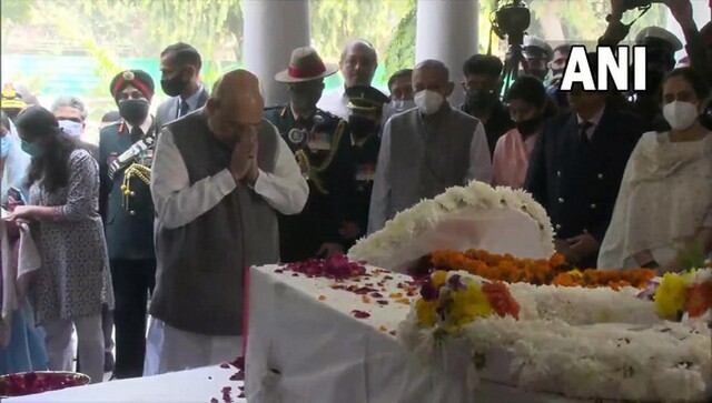 Home Minister Amit Shah pays last respects to CDS Bipin Rawat, his wife Home Minister Amit Shah pays last respects to CDS Bipin Rawat, his wife