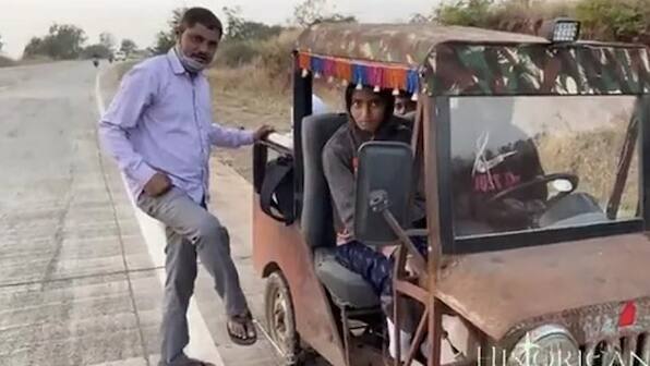Maharashtra man builds four-wheeler using abandoned car parts, impresses Anand Mahindra