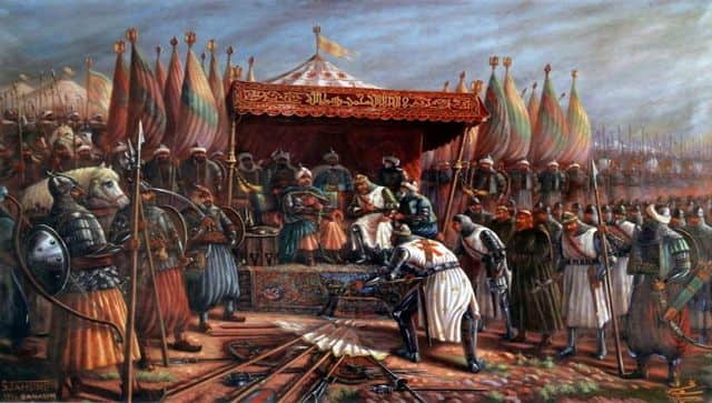 Religious war between Saladin (Isalm) and Guy of Lusignan (Christianity), Battle of Hattin of 1187 