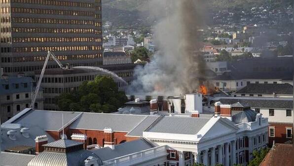 Six hours later, blaze continues to ravage South Africa's Parliament complex
