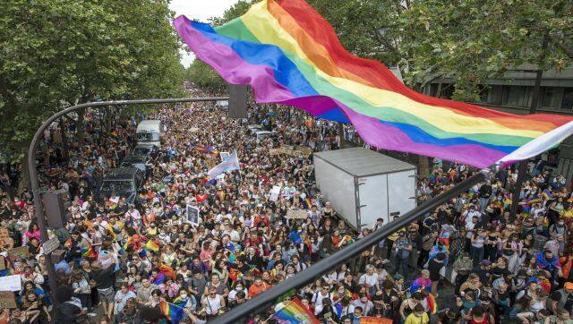 File image of crowds attend the annual Gay Pride march in Paris. AP