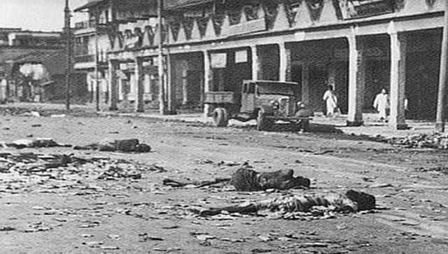 Bodies lying on roads in the Calcutta Killings also known as Direct Action Day 