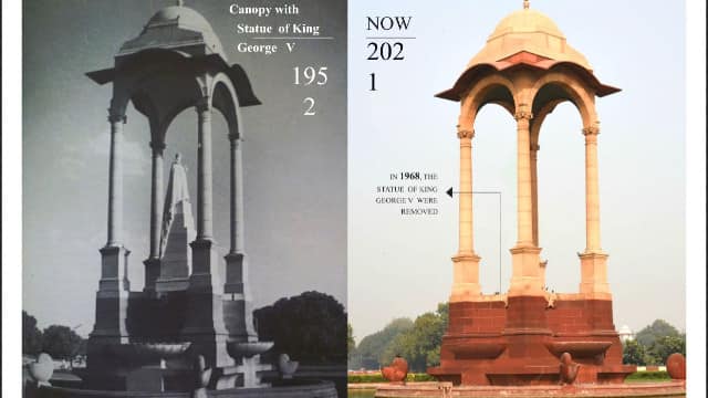 A statue of King George V was originally installed under the canopy in 1938. Image courtesy: News18 