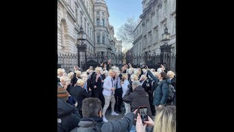 Watch: 100 people dressed as British Prime Minister Boris Johnson party outside 10 Downing Street