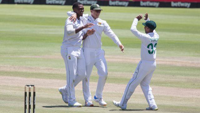 during the third day of the third and final test match between South Africa and India in Cape Town, South Africa, Thursday, Jan. 13, 2022. (AP Photo/Halden Krog)