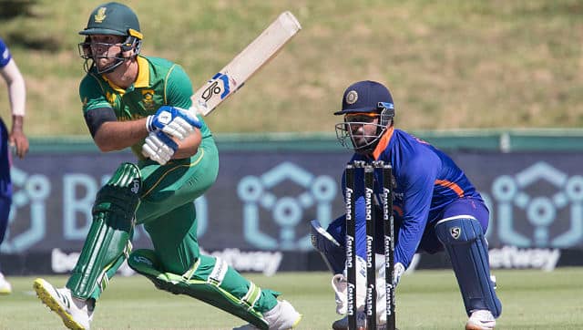 JSouth Africa’s Janneman Malan scored 91 runs before being dismissed by Jasprit Bumrah in the 35th over. AP 