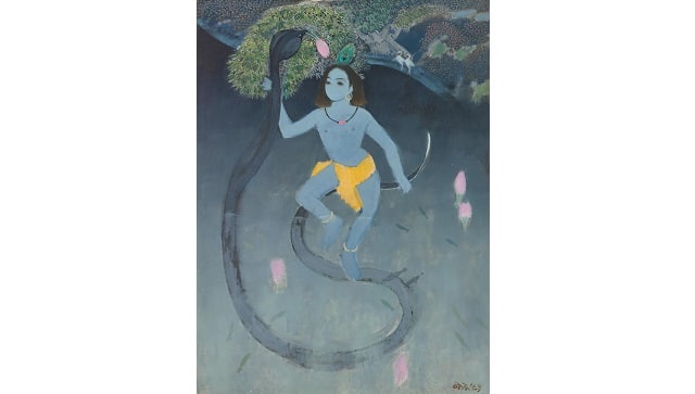 NS Bendre, Untitled (Krishna on Kaliya), 1991 Oil on canvas, 48 x 36 in Sold for INR 1.98 crores (USD 275,000)
