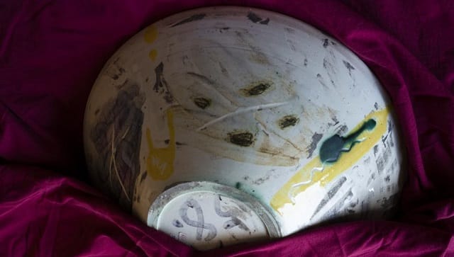A ceramic art-work of Pablo Picasso is displayed in Cologny near in Geneva, Switzerland, Tuesday, Jan. 25, 2022 | (AP Photo/Boris Heger)