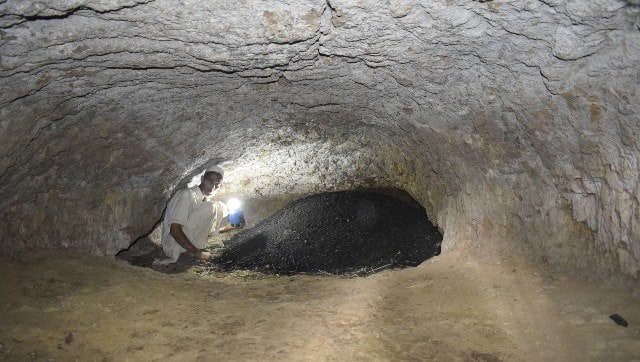 Assadullah Kumar inside a neo-lithic cave at Banmir village in Pulwama district. Image procured by author