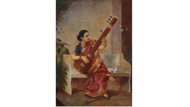 Raja Ravi Varma, Music Hath Charms (Kadambari), Circa 1900s Oil on canvas, 27.5 x 19.5 in Sold for INR 20.4 crores (USD 2.73 million)