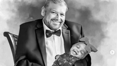 Watch| Wife gifts husband custom-made portrait of his late father with newborn child; see viral clip here