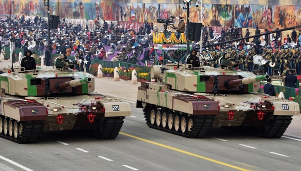 Indian Army's MBT Arjun MK-1 was put on display during the 73rd Republic Day Parade, at Rajpath, in New Delhi on Wednesday. According to a report by AP, the number of people present during the ceremony were limited and included only fully vaccinated adults and children over 15 who have had at least one dose of the COVID-19 vaccine. All spectators were required to wear masks and observe the social distance. Image Courtesy: ANI