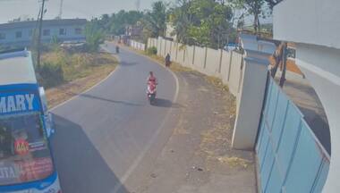 Watch: Scooter rider escapes by a whisker in Mangaluru after sudden U-turn by bus