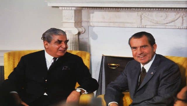 Pakistan president Yahya Khan with US president Richard Nixon in October 1970 — one ordered the Hindu genocide and the other remained silent 