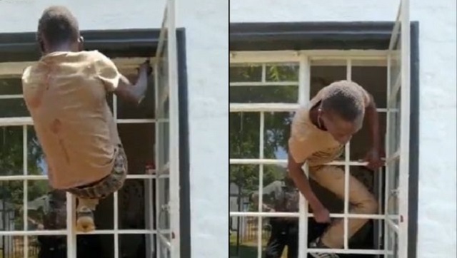 Thief shows cops how he entered a house through barred windows, video goes viral Thief shows cops how he entered a house through barred windows, video goes viral