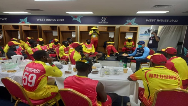 U19 Cricket World Cup 2022: VVS Laxman visits Uganda dressing room after India's win, interacts with players U19 Cricket World Cup 2022: VVS Laxman visits Uganda dressing room after India's win, interacts with players