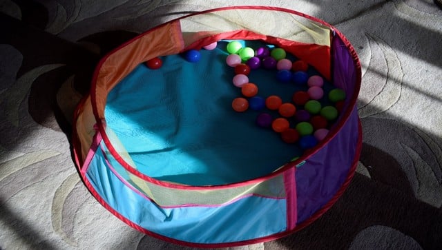 Colourful balls at the home of an autistic child in Kashmir. Image courtesy Mudasir Rawloo
