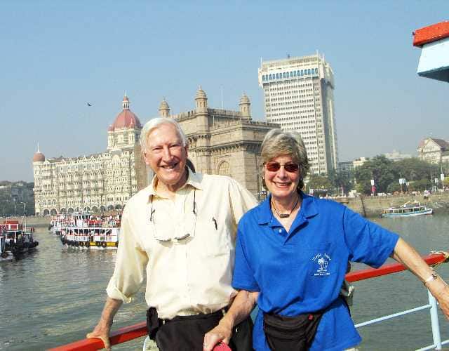 George and Susan Band in front of Gateway of India in Mumbai.