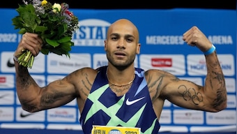 Olympic 100m champ Lamont Marcell Jacobs wins on return, Armand Duplantis just misses world record