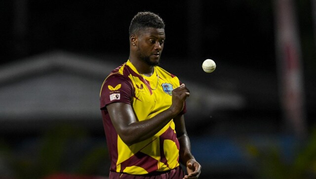 West Indies bowling all-rounder Roman Shepherd was in action during the recent T20I series against England. AFP