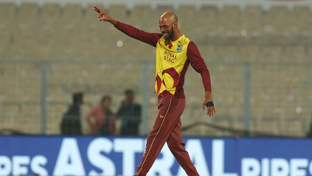 Roston Chase was West Indies’ top wicket-taker with three scalps. He finished with figures of 3/25 from four overs. Sportzpics 