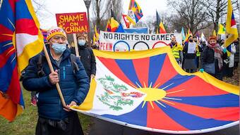 Beijing Winter Olympics 2022: Tibetan activists protest against 'Games of shame' at IOC headquarters