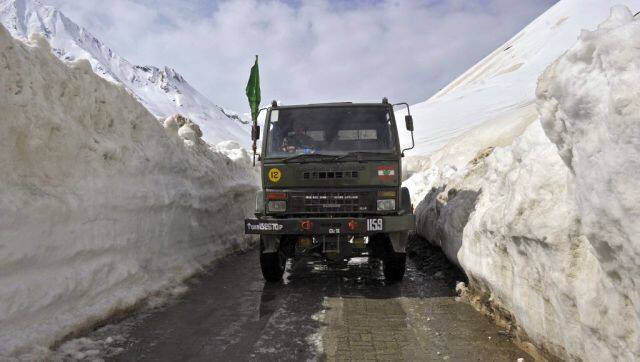 File image of an Indian Army truck on the Srinagar-Leh highway in Zojila, Srinagar. AFP