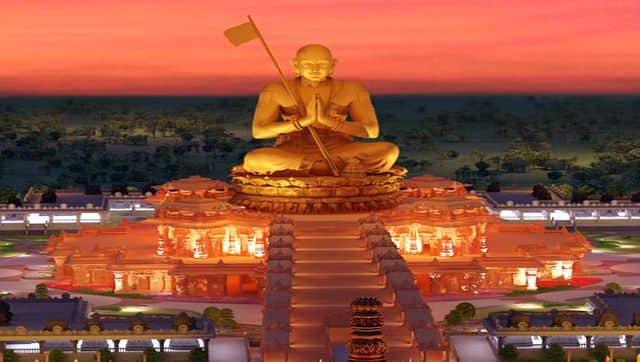 The statue was proposed and designed by Chinna Jeeyar and the foundation stone for the structure was laid in 2014. Image Courtesy: statueofequality.org