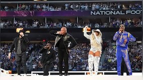 SuperBowl LVI: Dr. Dre, Snoop Dogg lead set that sees Eminem take knee