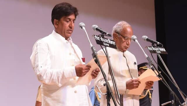 Bram Shanker Jimpa takes oath in Punjab on Saturday. Twitter/ @AamAadmiParty