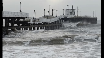 Puducherry's iconic pier at Rock beach collapses due to high waves