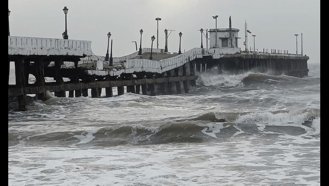 Puducherry's iconic pier at Rock beach collapses due to high waves Puducherry's iconic pier at Rock beach collapses due to high waves